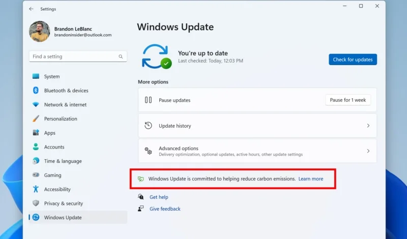 Microsoft запускает возможность «зеленого» обновления Windows 11