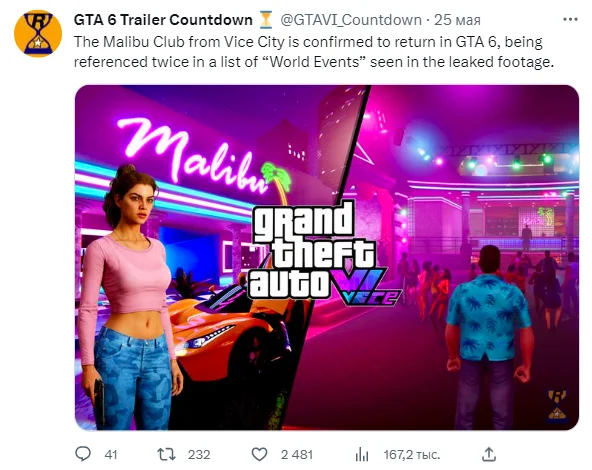 В GTA VI могут появиться знаковая локация из Vice City и революционная технология из «Ведьмака» и RDR 2