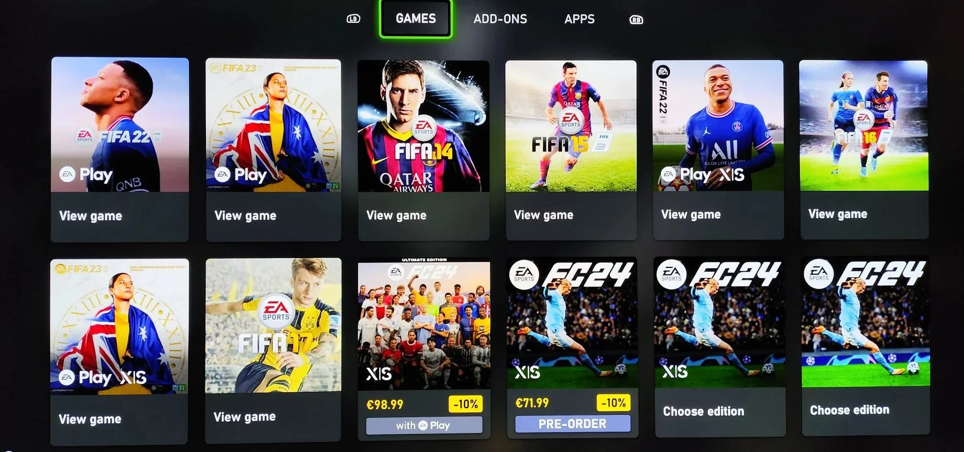 Electronic Arts has removed old parts of the FIFA series from marketplaces
