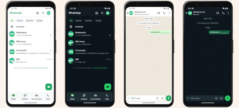 The updated design of WhatsApp was demonstrated in insider screenshots