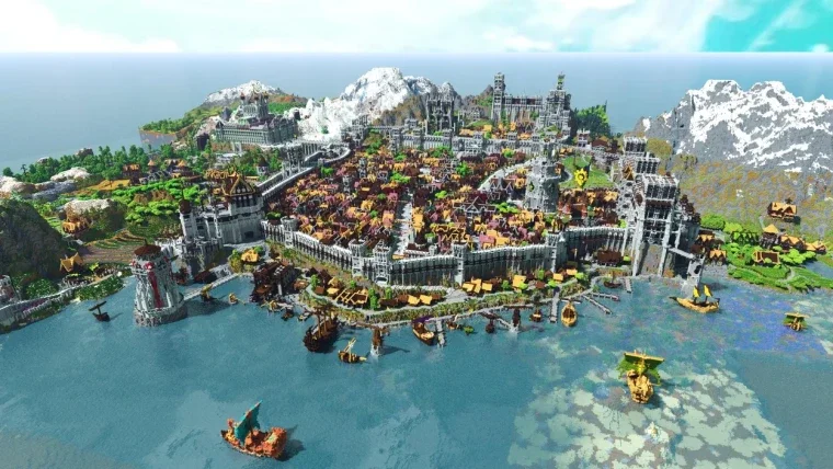 The blogger showed his kingdom in Minecraft, which he has been building for more than 12 years