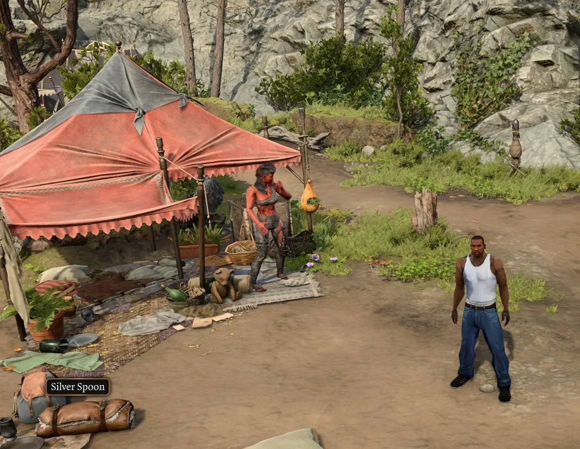 CJ from San Andreas was added to Baldur's Gate III using a mod