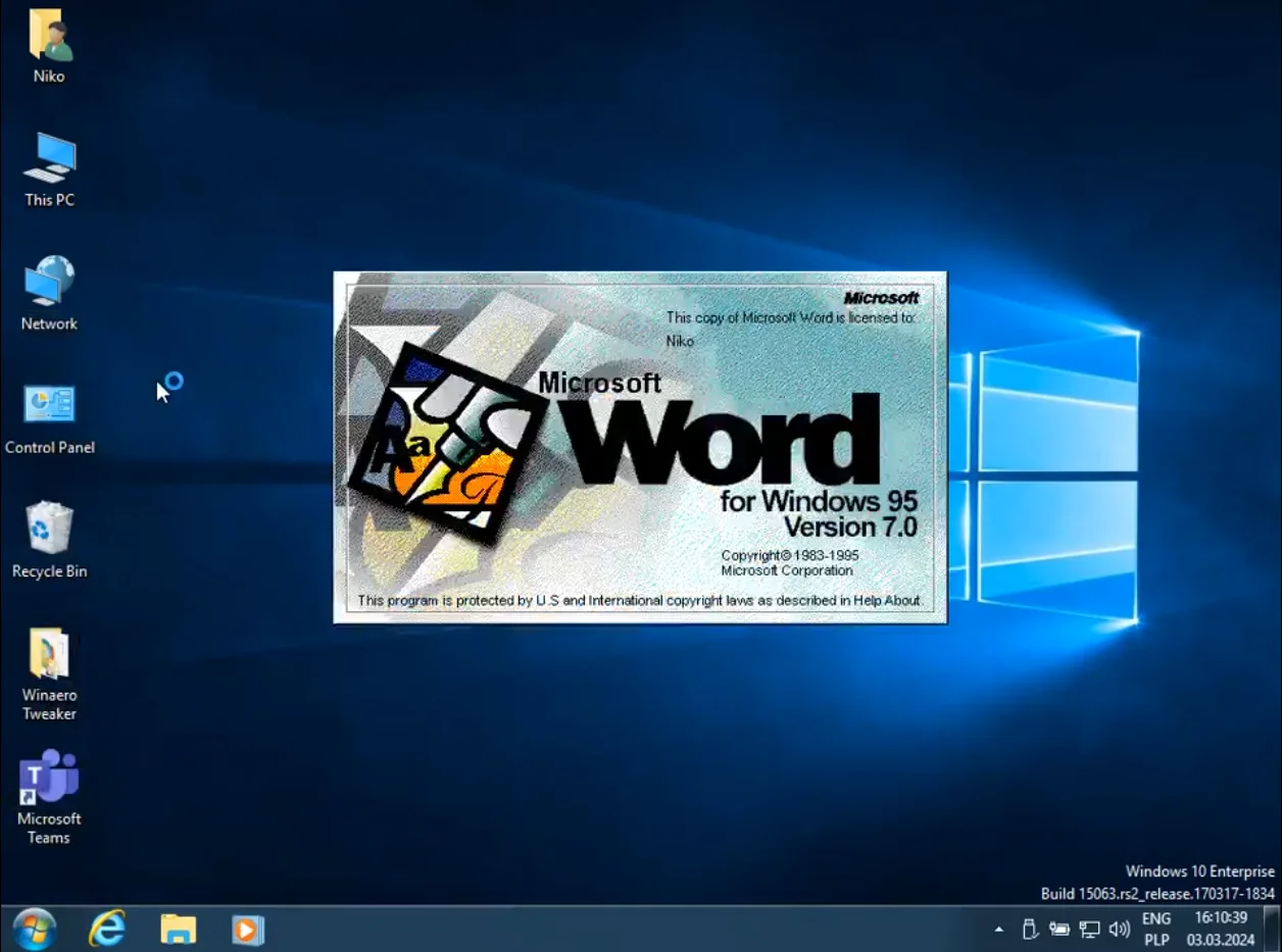 Microsoft Office 95 запустили на Windows 10