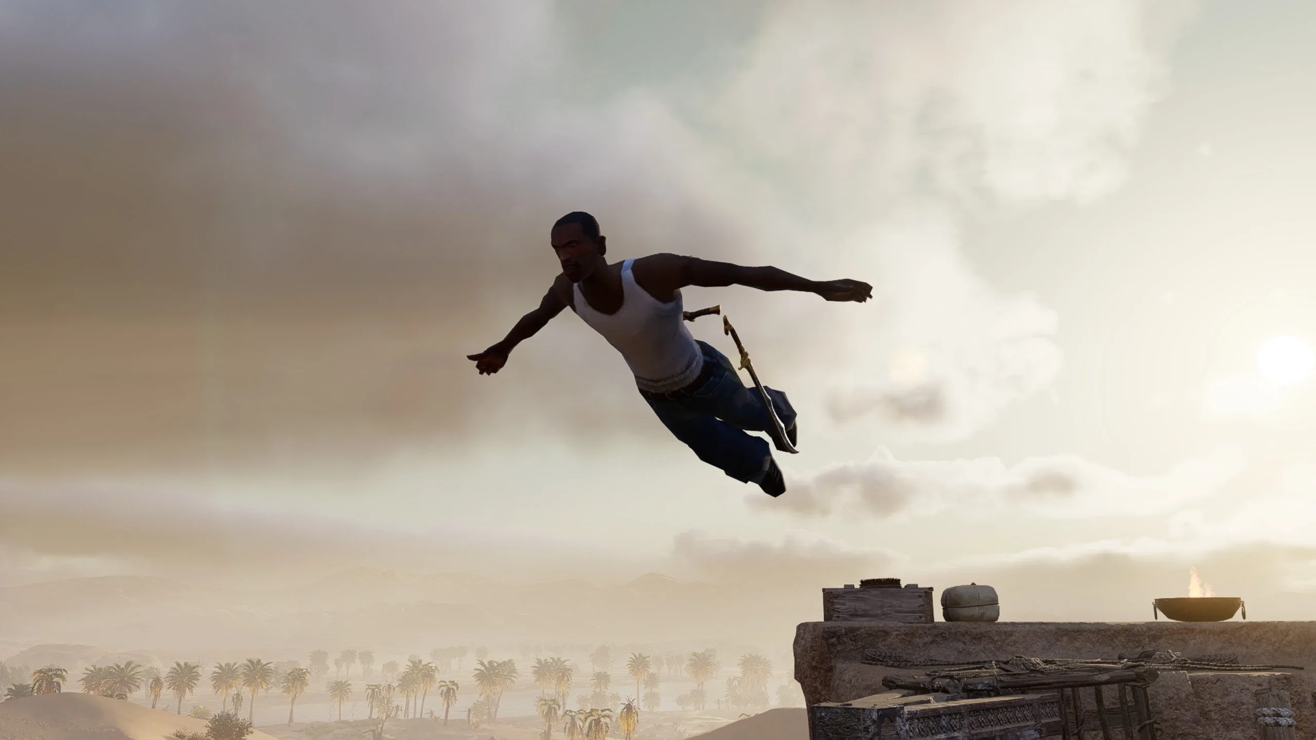 CJ from San Andreas ends up in Assassin's Creed Mirage