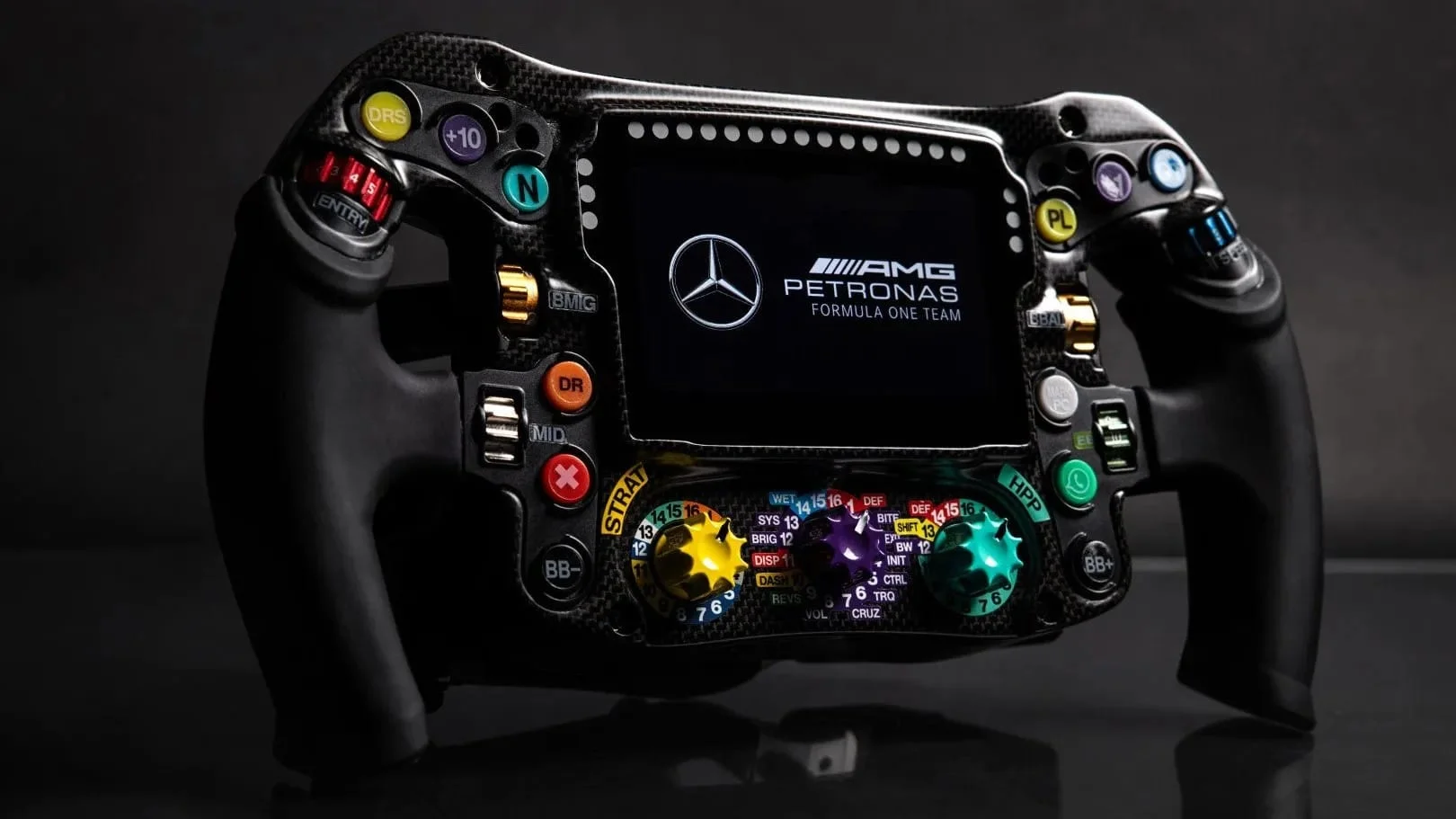 The game steering wheel came out like in Formula 1. It costs fabulous money