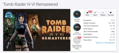 Tomb Raider IV-VI Remaster Gets Mixed Reviews