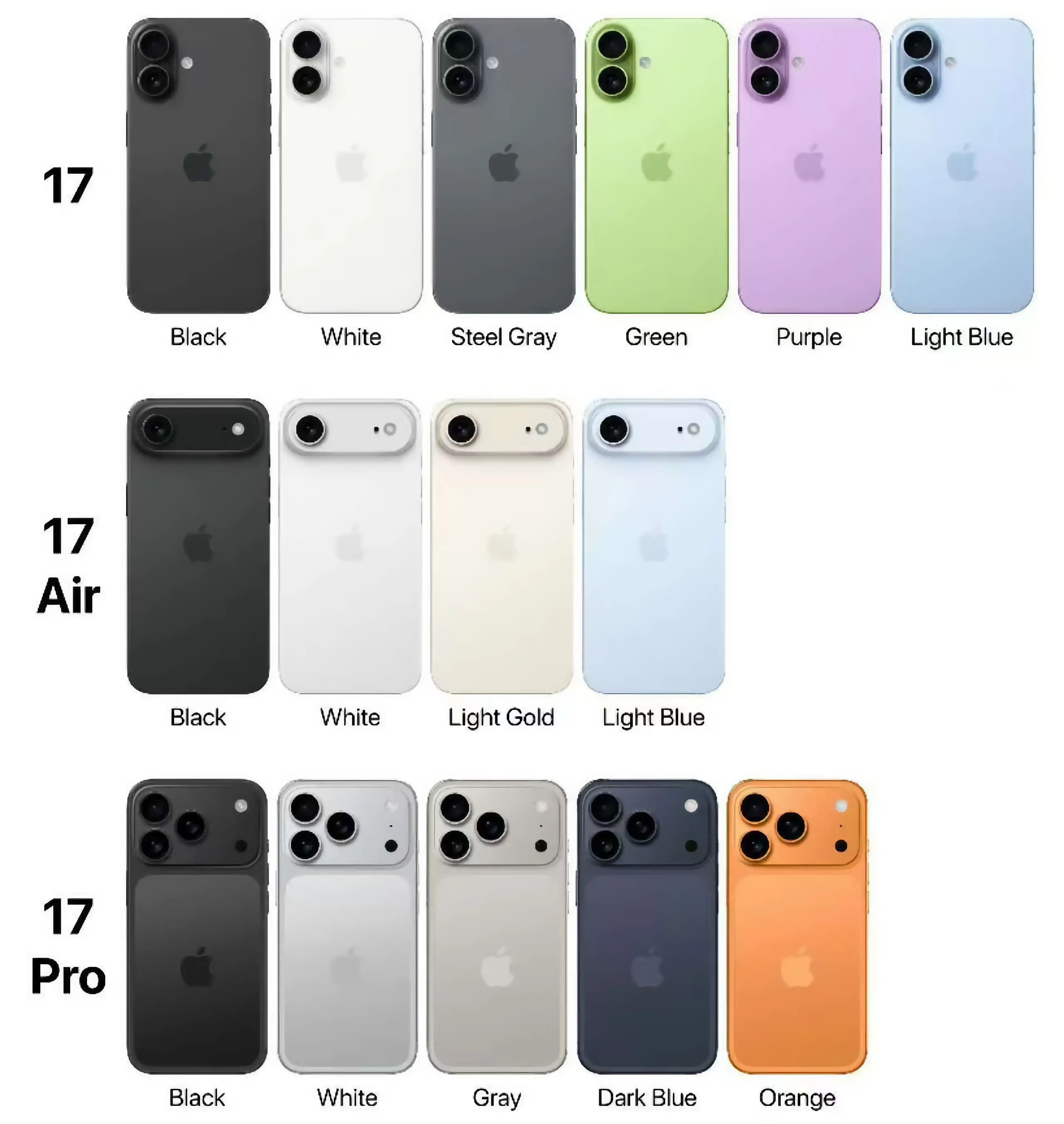 iPhone 17 shown for the first time in all colors - from bright to classic